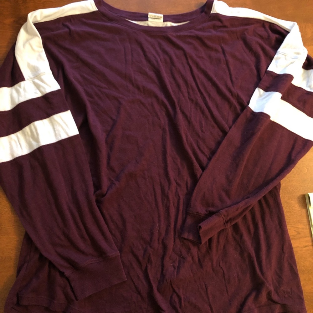 PINK maroon baseball tee